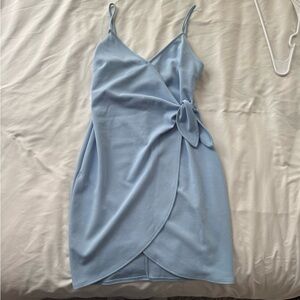 Blue Blush Baby Blue Mini Dress with Tie